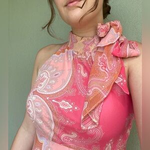 BANANA REPUBLIC SILK MIDI DRESS IN PAISLEY 12 NWT